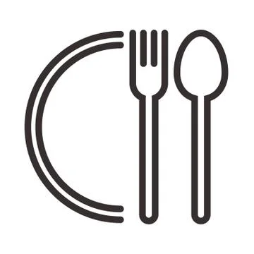 Plate, fork and spoon sign Stock Illustration