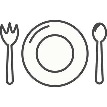 Plate with fork and spoon vector icon Stock Illustration