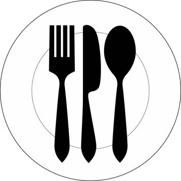 Plate with fork, knife and spoon Vector icon illustration of plate with fo... Stock Photos