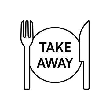 Plate Fork Knife Outline Take Away Icon 스톡 일러스트