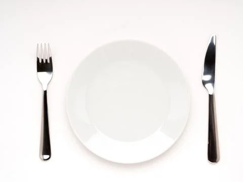 Plate, fork, knife Stock Photos