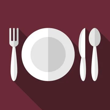 Plate, fork, knife, spoon Stock Illustration