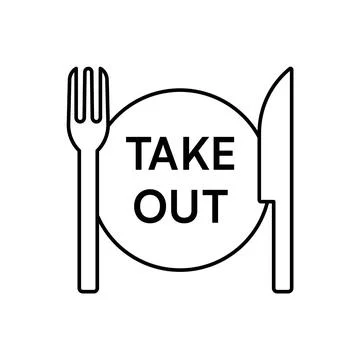 Plate Fork Knife Take Out Icon 스톡 일러스트