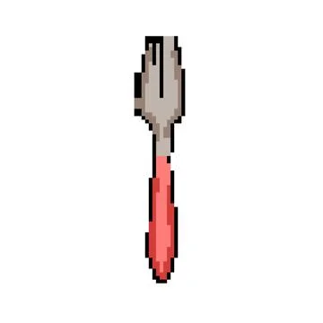 Plate fork pixel art vector illustration Stock Illustration