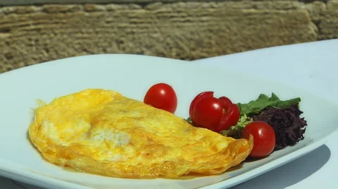 A Plate of Fresh Cooked Omlette Stock Footage 52383003