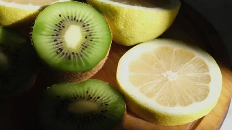 Plate with fresh cut kiwi. Stock Footage 262774238