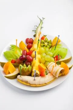 A plate of fresh fruit Stock Photos