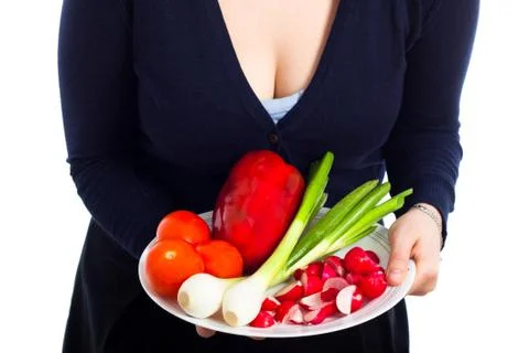 Plate with fresh vegetable Stock Photos
