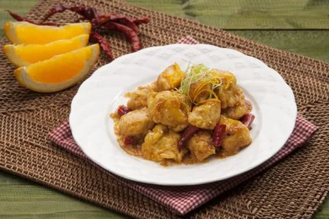 Plate of fried breaded pork on the table in restaurant Stock Photos