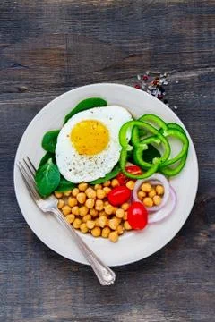 Plate with fried egg Stock Photos