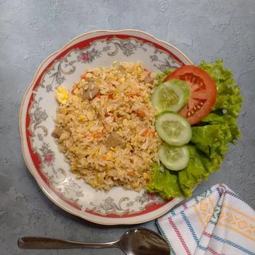 A plate of fried rice Fotos Stock