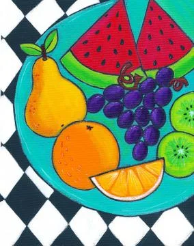Plate of Fruit Stock Illustration