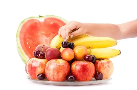Plate with fruit Stock Photos