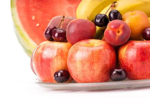 Plate with fruit Stock Photos