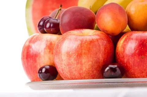 Plate with fruit Stock Photos