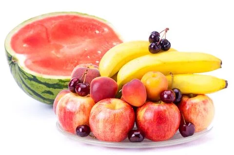 Plate with fruit Stock Photos