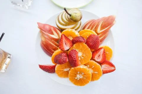 Plate with fruit Stock Photos