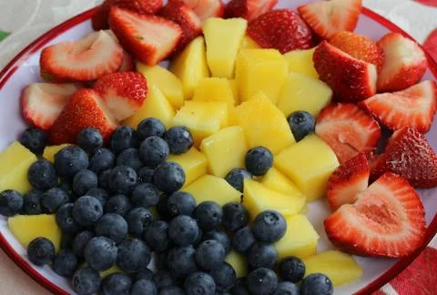 Plate of fruit salad Stock Photos