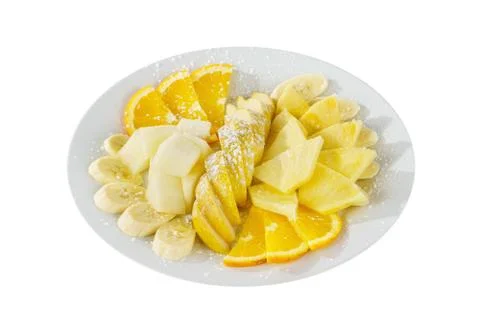 A plate with fruit sliced isolated Stock Photos