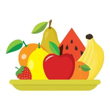 Plate with fruits Stock Illustration