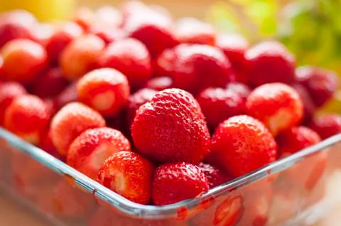 Plate full of strawberries Stock Photos