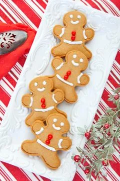 Plate of gingerbread men Stock Photos