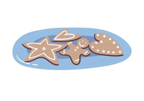 Plate with gingerbread. Vector illustration Illustrazione stock
