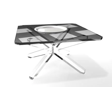 Plate on glass table Stock Illustration