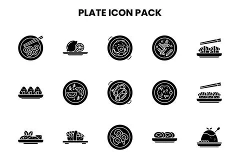 Plate Glyph Graphics Icons Pack Stock Illustration