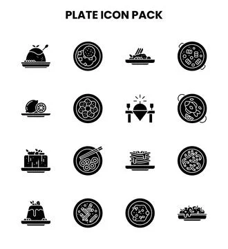 Plate Glyph Graphics Icons Pack Stock Illustration