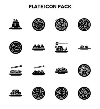 Plate Glyph Graphics Icons Pack 스톡 일러스트