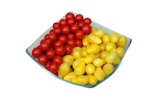 Plate of grape tomatoes Stock Photos