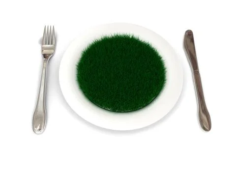Plate with grass over white Stock Illustration