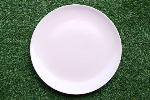 Plate on grass Stock Photos