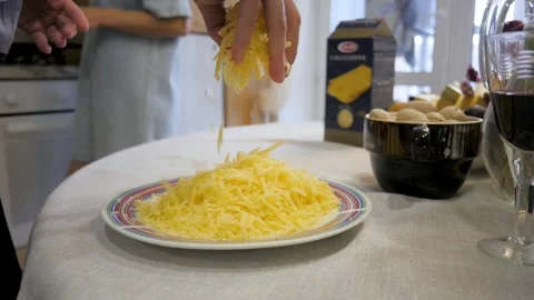Plate with grated cheese Stock Footage 255240083