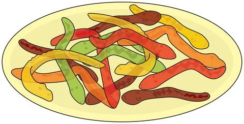 Plate of Gummy Snake Candy Stock Illustration
