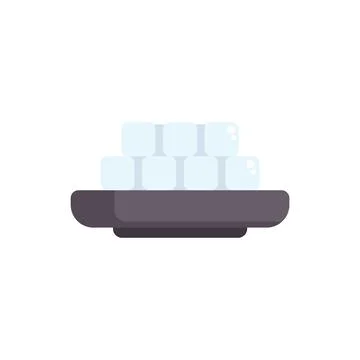 Plate holding stack of sugar cubes for coffee or tea Illustrazione stock