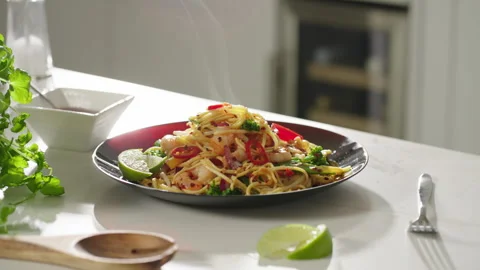 Plate of Hot Noodles Stock Footage 254592957