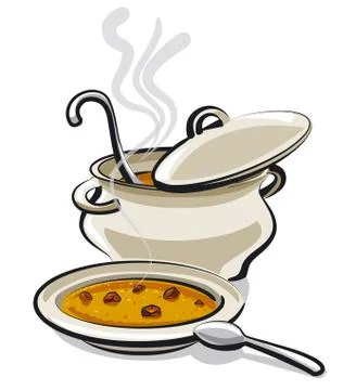 Plate with a hot soup Stock Illustration