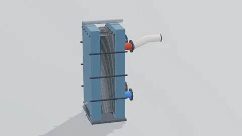 Plate hx geothermal 3d loop white background 3D animation seamless loop 스톡 동영상 341849456