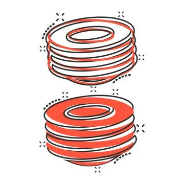 Plate icon in comic style. Dish cartoon vector illustration on white isolated Stock Illustration