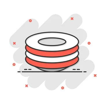 Plate icon in comic style. Dish cartoon vector illustration on white isolated Stock Illustration