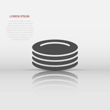Plate icon in flat style. Dish vector illustration on white isolated backgr.. 库存插图