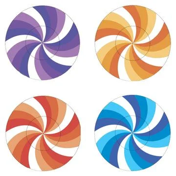 Plate icons set with colored patterns isolated over white background Stock Illustration