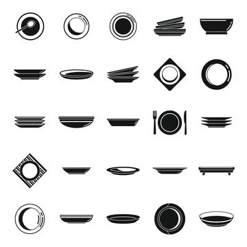 Plate icons set simple vector. Food cutlery Illustrazione stock