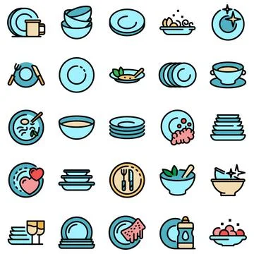 Plate icons set vector flat 库存插图