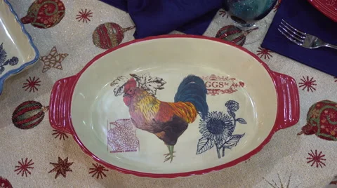 Plate With the Image of a Rooster Stock Footage 67617351