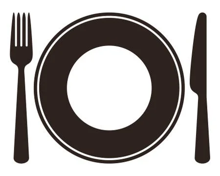 Plate, knife and fork Stock Illustration