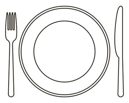 Plate, knife and fork Stock Illustration
