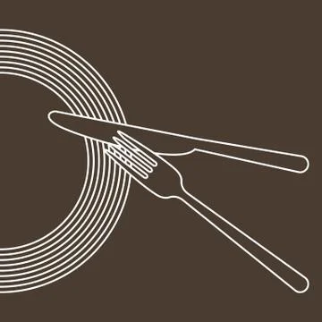 Plate, knife and fork Stock Illustration